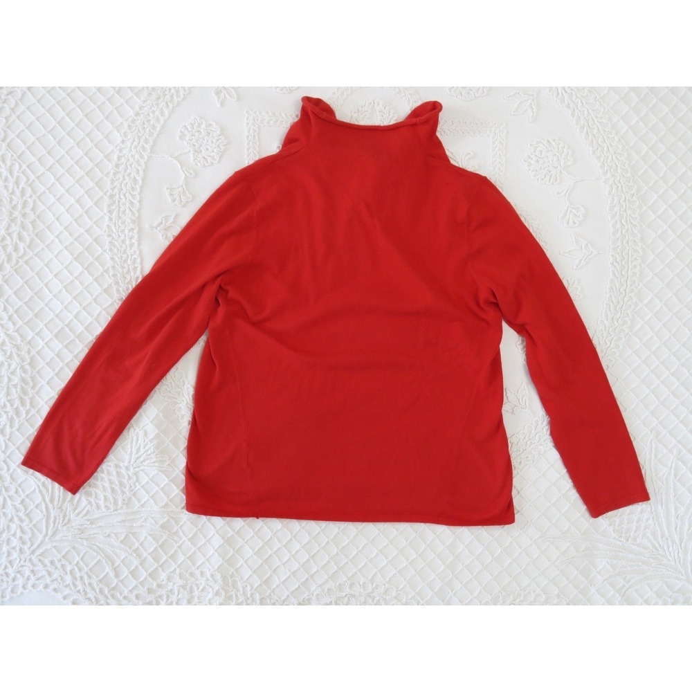 Eileen Fisher Red Cowl Neck Cotton Silk Sweater Large Lightweight Pullover - Picture 2 of 5